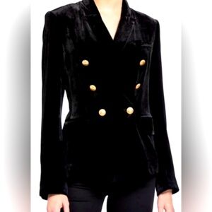 RACHEL ZOE Black Velvet Double Breasted Military